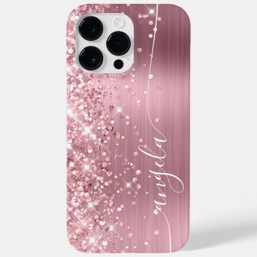 Hellrosa glitzernde Glam-Signatur Case-Mate iPhone Hülle (Rückseite)