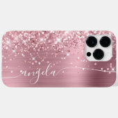 Hellrosa glitzernde Glam-Signatur Case-Mate iPhone Hülle (Rückseite (Horizontal))
