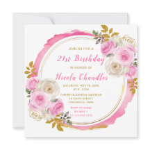 Hellrosa Gold Elegante Blume Geburtstagsparty