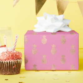 Hellrosa Gold Glam Tropische Ananas Geschenkpapier