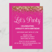 Hellrosa Gold Glitzer 30. Geburtstag Party Einladung (Vorne/Hinten)