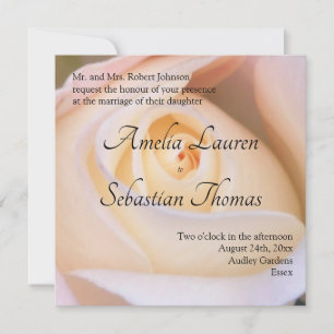 Hellrosa Goldene Rosen-Hochzeitseinladung Einladung