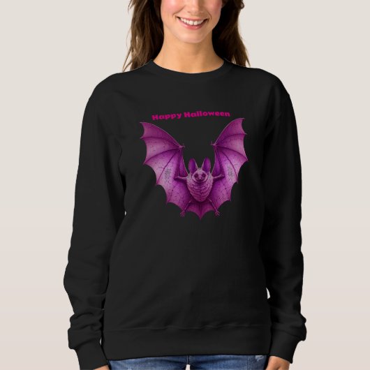 Hellrosa Gothic Spooky Flying Bat zu Halloween Sweatshirt (Vorderseite)