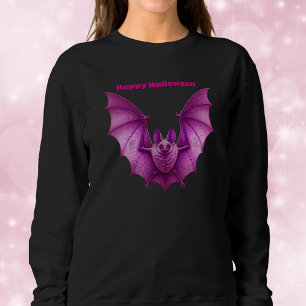 Hellrosa Gothic Spooky Flying Bat zu Halloween Sweatshirt