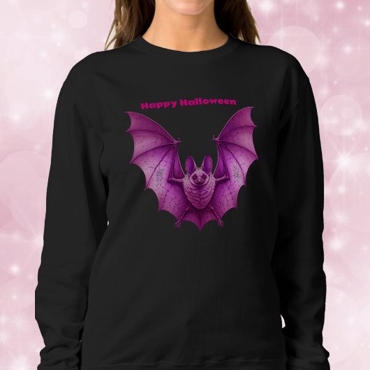 Hellrosa Gothic Spooky Flying Bat zu Halloween Sweatshirt