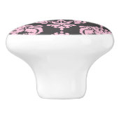 Hellrosa & grau Damaske Elegantes elegantes Schlaf Keramikknauf (Seitenansicht)