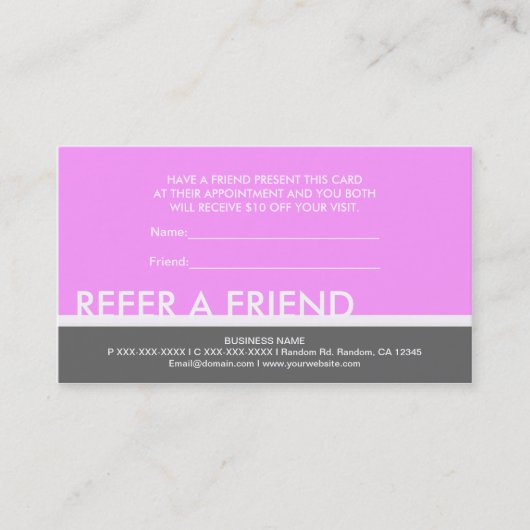 Hellrosa graue einfache verweisen Karten eines (Vorderseite)