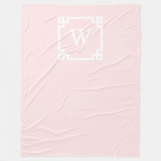 Hellrosa griechischer Schlüsselrahmen #2 Initialmo Fleecedecke (Vorderseite)