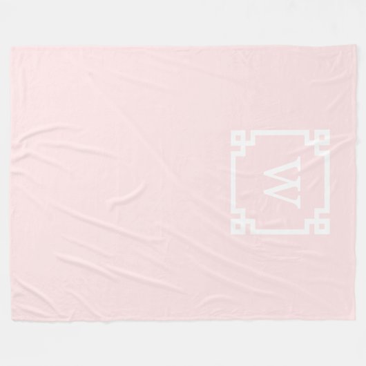 Hellrosa griechischer Schlüsselrahmen #2 Initialmo Fleecedecke (Vorderseite (Horizontal))