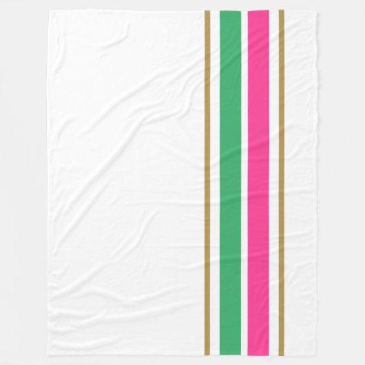 Hellrosa, grüne Kanten auf weißen Streifen Fleecedecke (Vorderseite)