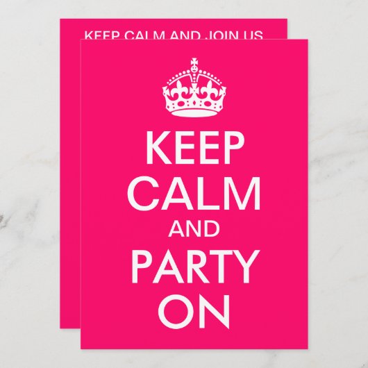 Hellrosa halten Sie sich ruhig und tragen Sie weit Einladung (Vorne/Hinten)