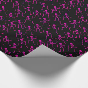 Hellrosa Happy Dancing Skelette Horror Pattern Geschenkpapier
