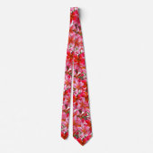 Hellrosa Hawaiian Plumeria Print Neck Tie Krawatte (Rückseite)