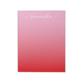 Hellrosa Hellroter Farbverlauf Girly Signatur Notizblock (Rotiert)