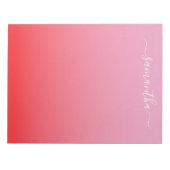 Hellrosa Hellroter Farbverlauf Girly Signatur Notizblock (Vorderseite)