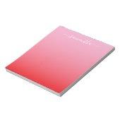 Hellrosa Hellroter Farbverlauf Girly Signatur Notizblock (Rotiert)