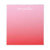 Hellrosa Hellroter Farbverlauf Girly Signatur Notizblock (Vorderseite)