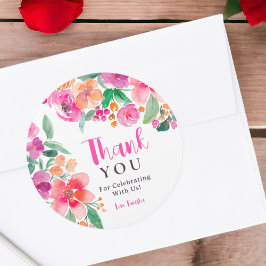 Hellrosa Herbst Blumenbezug Dank Brautparty Runder Aufkleber