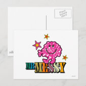 Hellrosa Herr Messy | Funkelnde Sterne Postkarte (Vorne/Hinten)