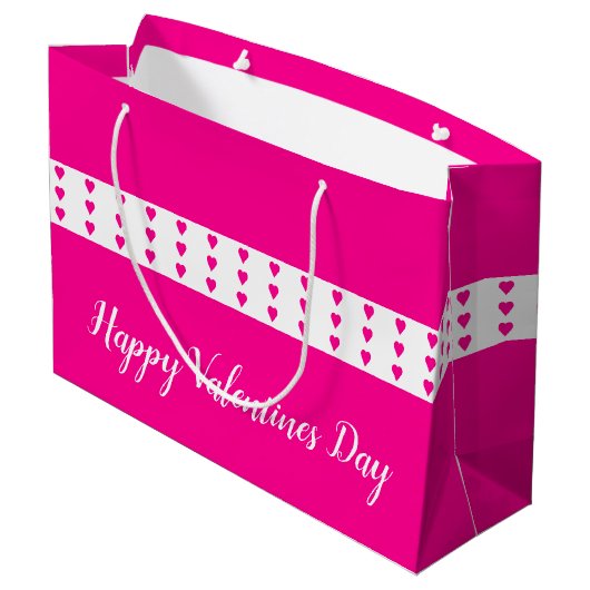 Hellrosa Herz akzentriert Große Geschenktüte (Rückseite Schrägansicht)