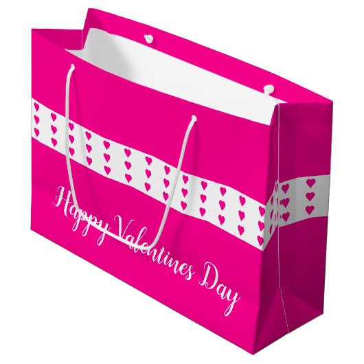 Hellrosa Herz akzentriert Große Geschenktüte (Vorderseite Schrägansicht)