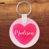 Hellrosa Herz-Individuelle Name Schlüsselanhänger (Vorderseite)