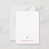 Hellrosa Herz und Name Mitteilungskarte (Vorderseite)