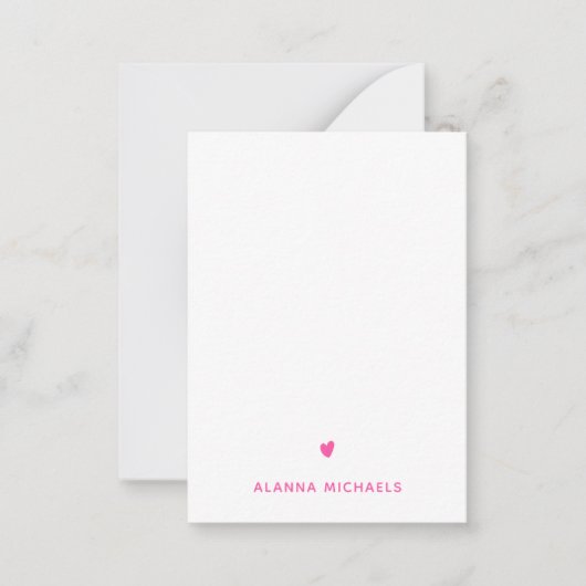 Hellrosa Herz und Name Mitteilungskarte (Vorderseite)