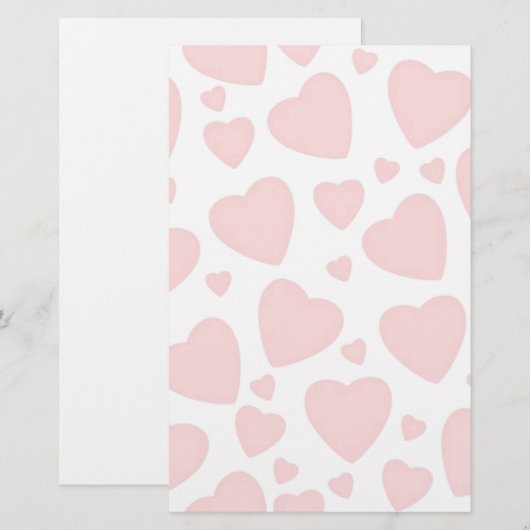 Hellrosa Herzen Briefpapier (Vorne/Hinten)