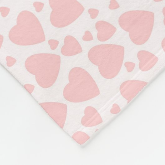 Hellrosa Herzen Fleecedecke (Ecke)