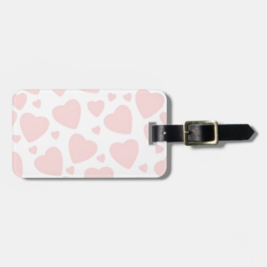 Hellrosa Herzen Gepäckanhänger (Vorderseite horizontal)
