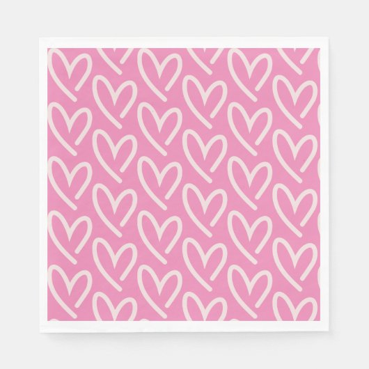 Hellrosa Herzen Serviette (Vorderseite)