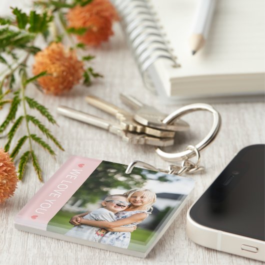 Hellrosa Herzen Wir Liebe Sie Foto Schlüsselanhänger (Vorderseite rechts)