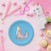 Hellrosa heulender Wolf-Welpe Pappteller (Party)