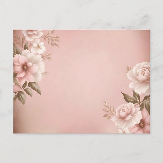 Hellrosa Hintergrund mit gedämpften Blumenmuster Postkarte (Vorderseite)