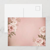 Hellrosa Hintergrund mit verdünnter Blüte Postkarte (Vorne/Hinten)