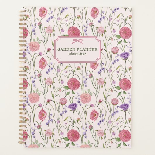 Hellrosa Hintergrund, Wiese, Blumengarten Planer (Vorderseite)