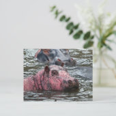 Hellrosa Hippo Postkarte (Stehend Vorderseite)