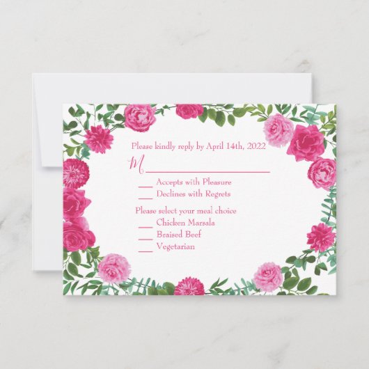 Hellrosa Hochzeitsstipps Rose Blumenmodern Einladung (Vorderseite)