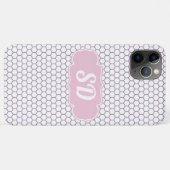 Hellrosa Honeycomb Custom Monogram Case-Mate iPhone Hülle (Rückseite (Horizontal))