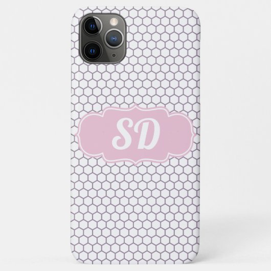 Hellrosa Honeycomb Custom Monogram Case-Mate iPhone Hülle (Rückseite)
