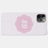 Hellrosa Honeycomb Custom Monogram Case-Mate iPhone Hülle (Rückseite (Horizontal))