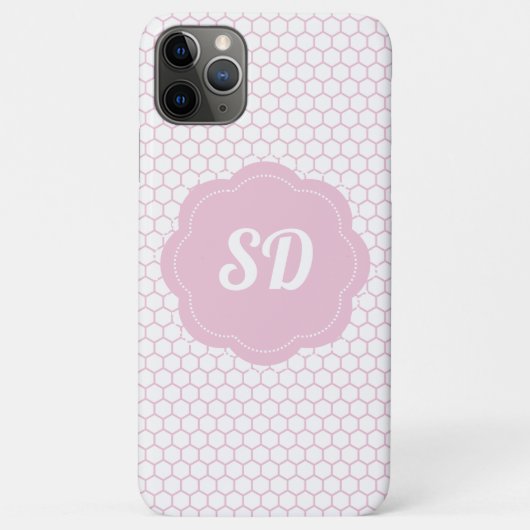 Hellrosa Honeycomb Custom Monogram Case-Mate iPhone Hülle (Rückseite)