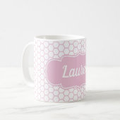 Hellrosa Honeycomb Custom Monogram Kaffeetasse (Vorderseite Links)