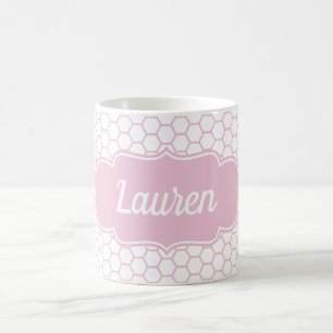 Hellrosa Honeycomb Custom Monogram Kaffeetasse