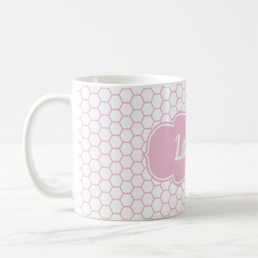 Hellrosa Honeycomb Custom Monogram Kaffeetasse (Links)
