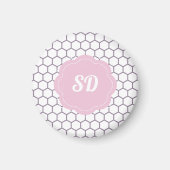 Hellrosa Honeycomb Custom Monogram Magnet (Vorne)
