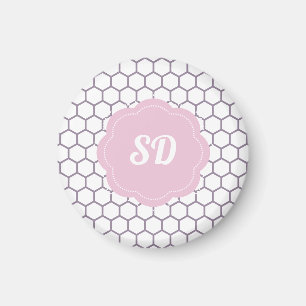 Hellrosa Honeycomb Custom Monogram Magnet