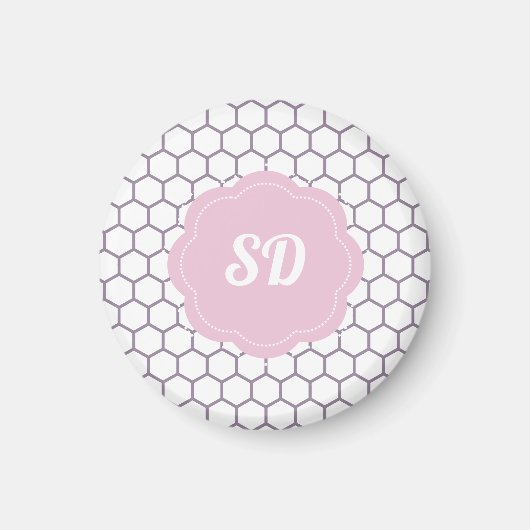 Hellrosa Honeycomb Custom Monogram Magnet (Vorne)