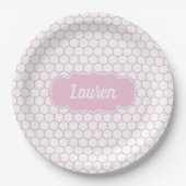 Hellrosa Honeycomb Custom Monogram Pappteller (Vorderseite)